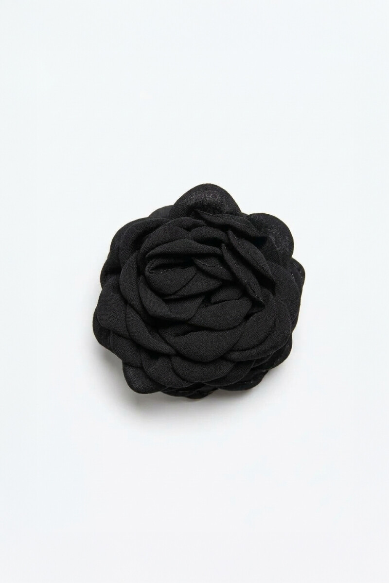 Broche flor tela negro