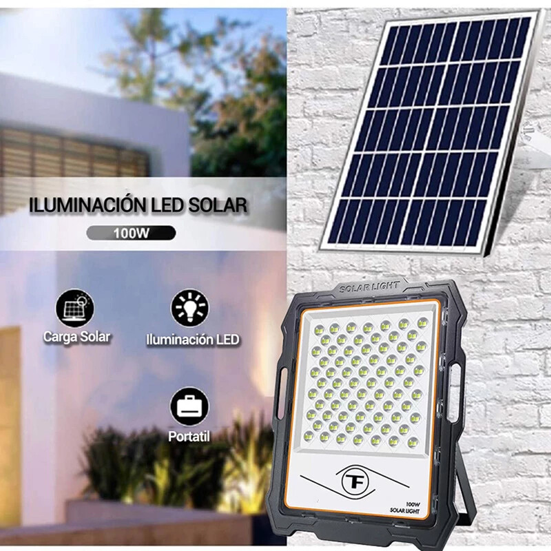 BFLSO100F Proyector LED Solar 100W Con Control Remoto Luz Fría