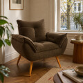 Juego De Living Sillón con puff Marrón