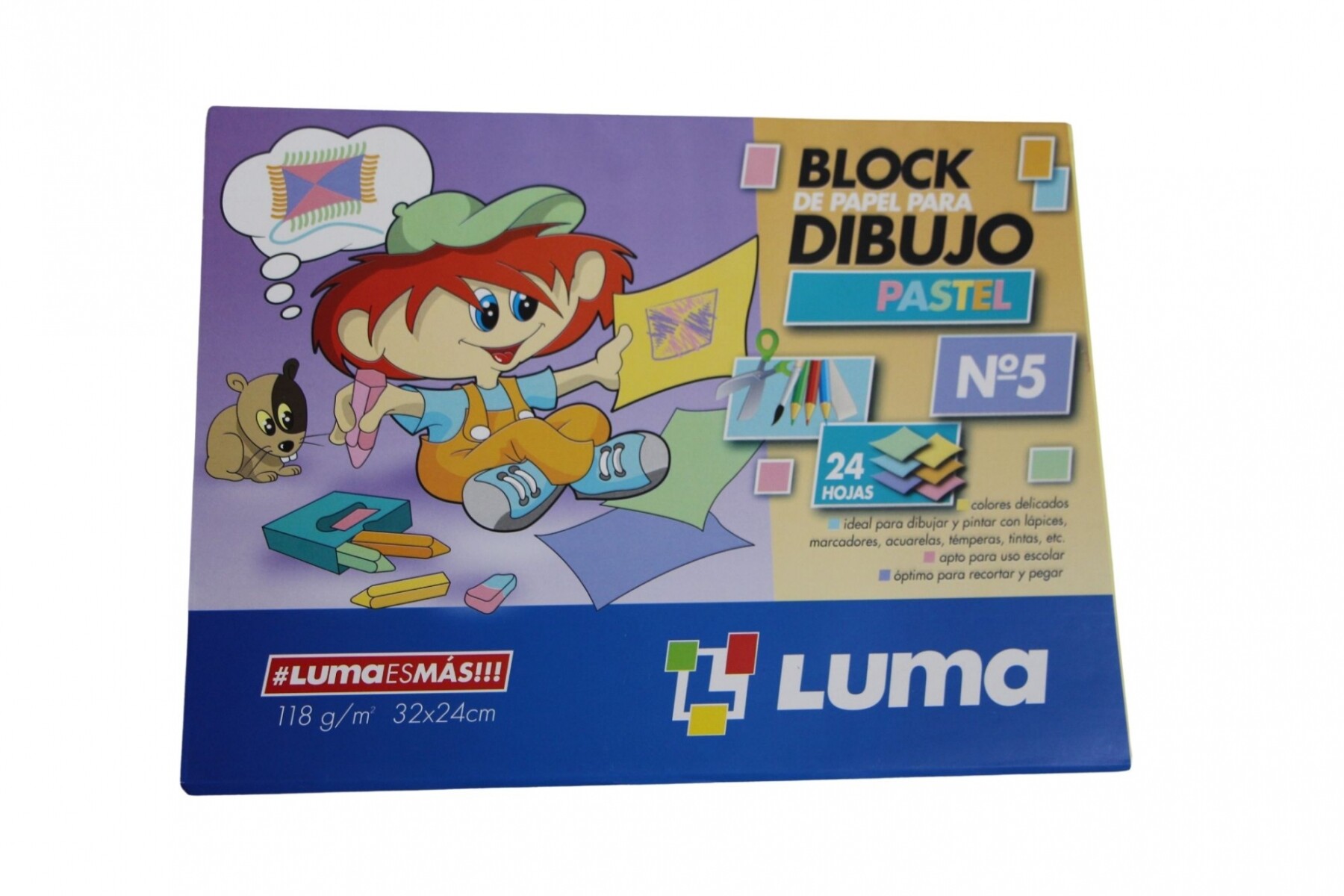 BLOCK LUMA 24 HOJAS DE CARTULINA COLORES PASTELES 