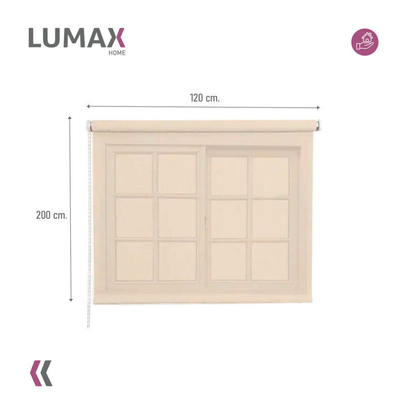 Cortina Roller Rústica Lumax 1.2x2.0m Para Ventana Enrollable Fácil instalación Beige