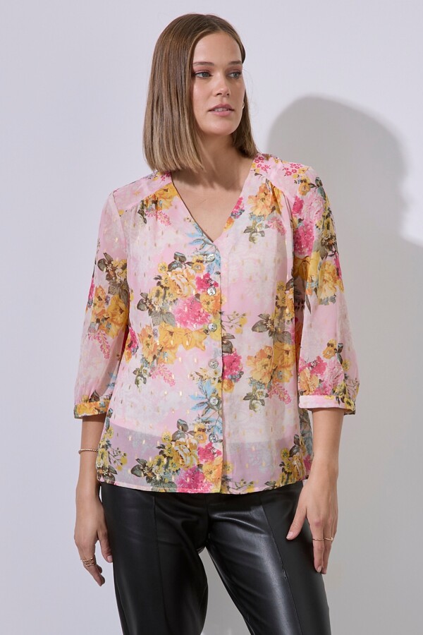 Blusa Gasa Lurex ROSA/MULTI