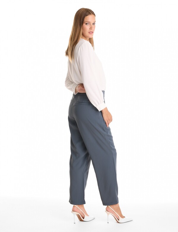 Pantalon Relaxed Fit & Cintura Elástica Posterior GRIS OSCURO