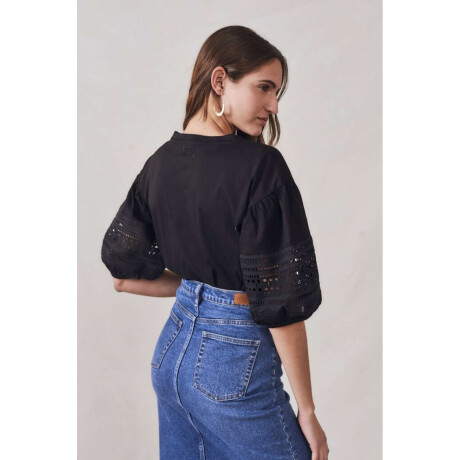 Remera Algodon Combinada Negro