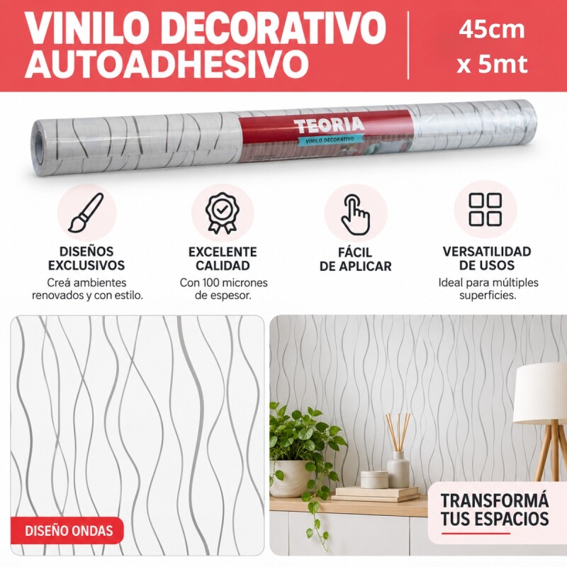 Vinilo decorativo 45 cm x 5 m ONDAS