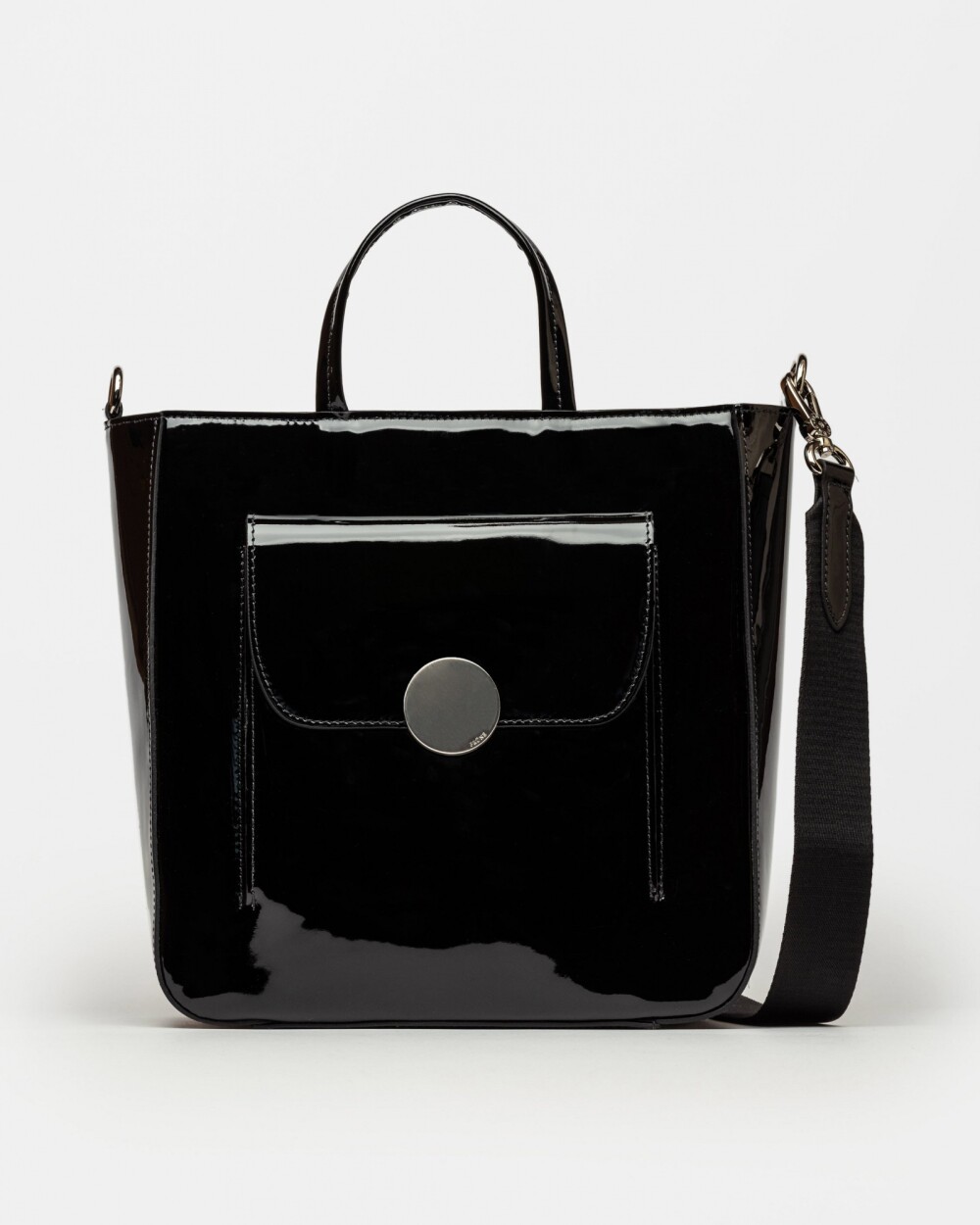 Shopper The Circle en cuero charol Negro