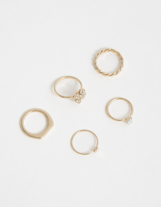 Sets Anillos Strass Crystal Sets De Anillos Con Strass Crystal - Dorado