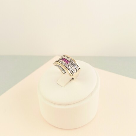 Anillo de plata 925, double en oro 18 ktes y circonias. Anillo de plata 925, double en oro 18 ktes y circonias.