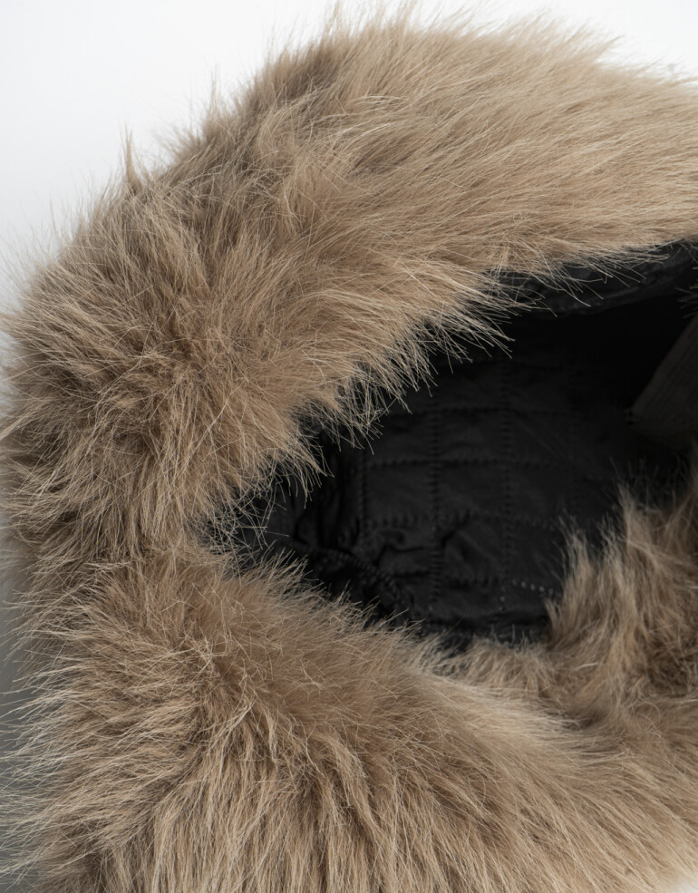 Sombreros Gorro De Pelo Sintético - Marron Beige