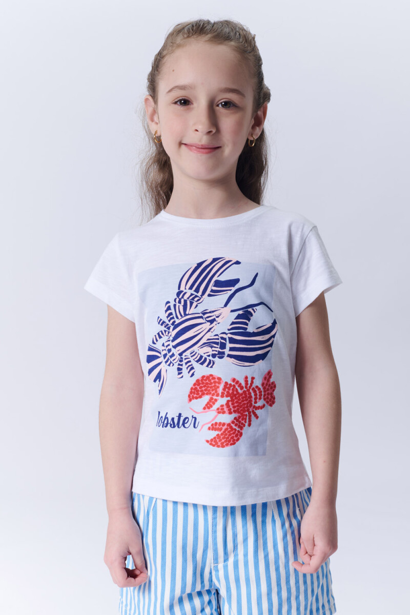 Remera manga corta slub estampa Langostas Blanca
