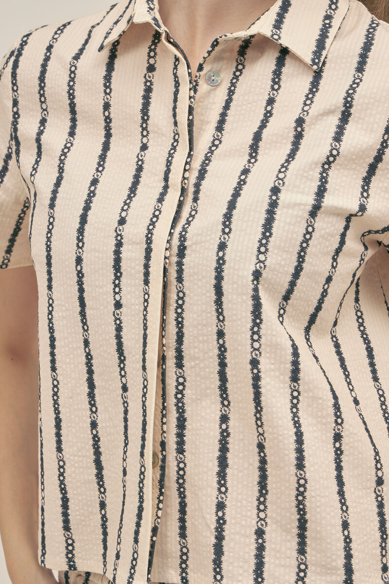 SHORT SLEEVE SHIRT Floral Stripe