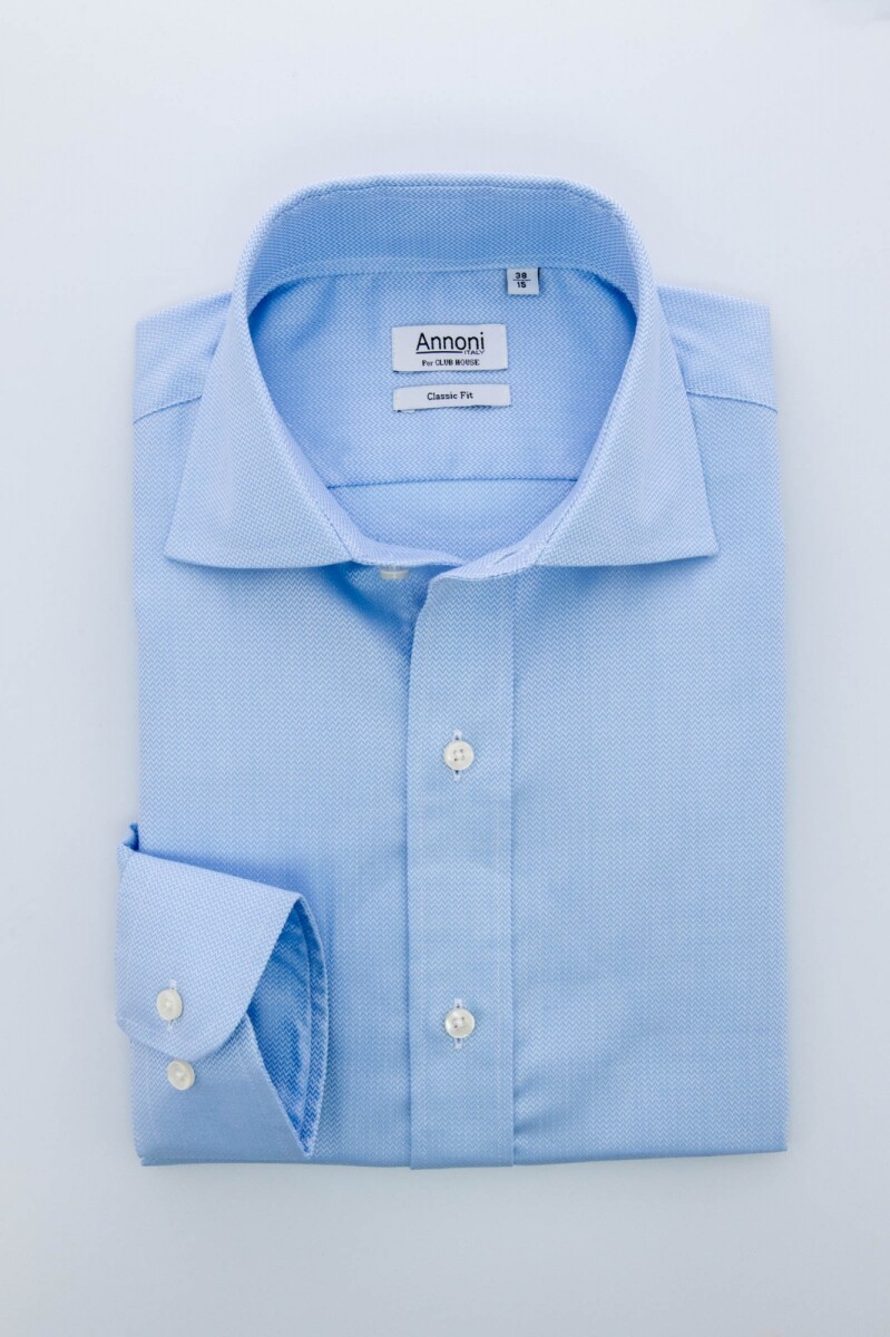 Camisa Annoni Italian Collar Espigada - Celeste 