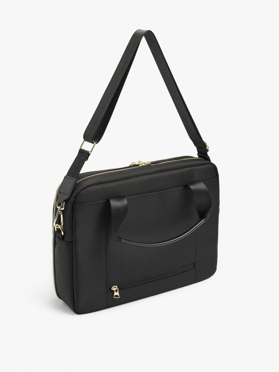 Bolso De Nylon Para Portátil Hasta 15" Repelente Al Agua negro