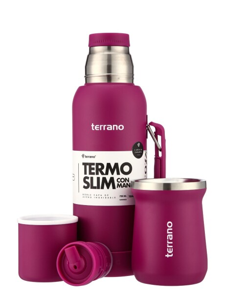 Kit Termo 750mL. Slim con Manija + Mate de Acero Tradicional Purpura