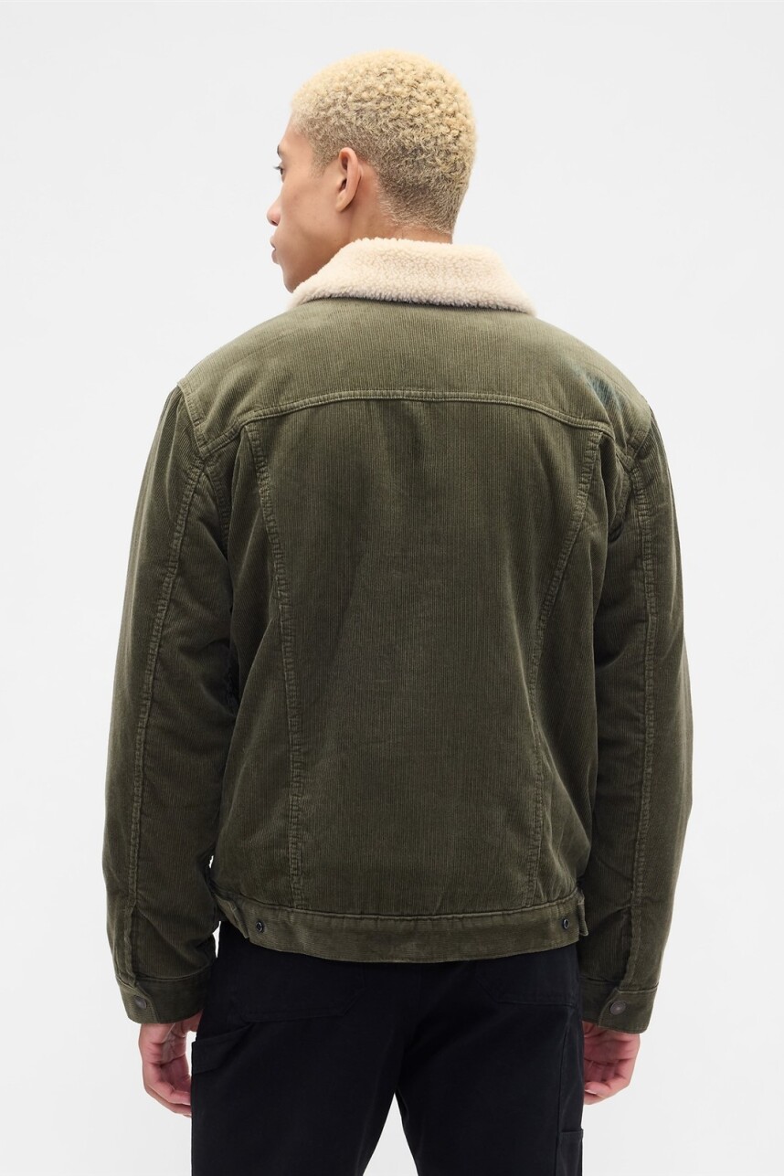 Campera De Jean Con Corderito Hombre Olive Night