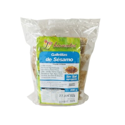 Galletas De Sésamo Sin Sal Bionutri Galletas Sesamo S/s Bionutr