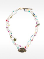 Collar Doble Con Conchas Y Abalorios multicolor