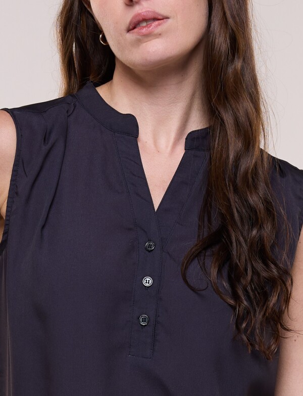 Blusa De Gasa Con Botones NEGRO