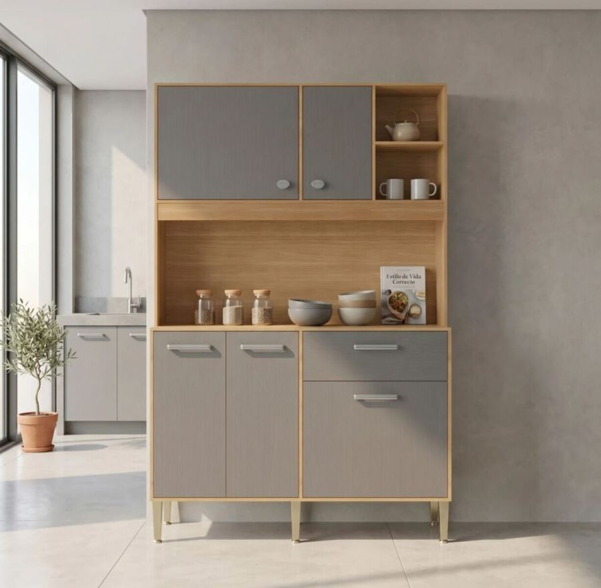Kit de Cocina 5 Puertas 1 cajón LIVGris 6118 