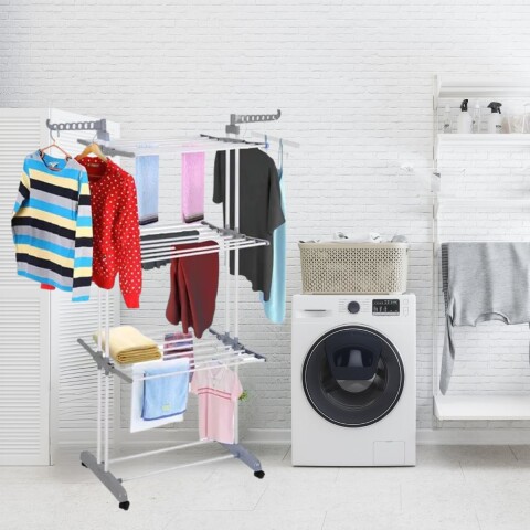 Tendedero Vertical Varillas Acero Plegable De 3 Niveles Tender Ropa Lavadero Metal De Pie 54x68x168 Cm Gris Tendedero Vertical Varillas Acero Plegable De 3 Niveles Tender Ropa Lavadero Metal De Pie 54x68x168 Cm Gris