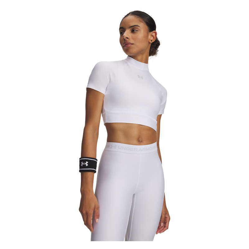 Top UA HeatGear Crop Mock SS Mujer 6010006-100 Blanco