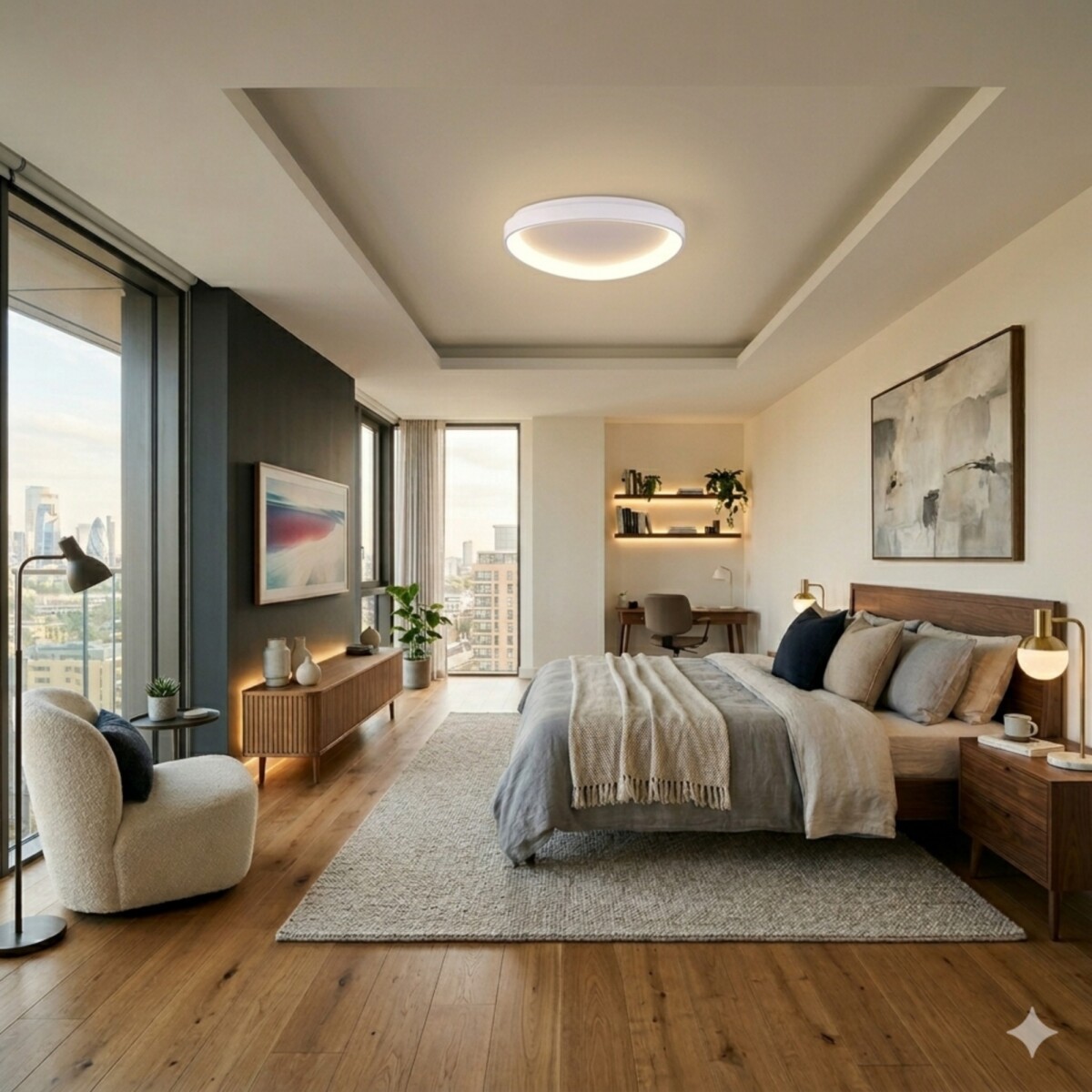 Plafón LED, Diseño triangular, Dimerizable 38W 45CM - BLANCO 