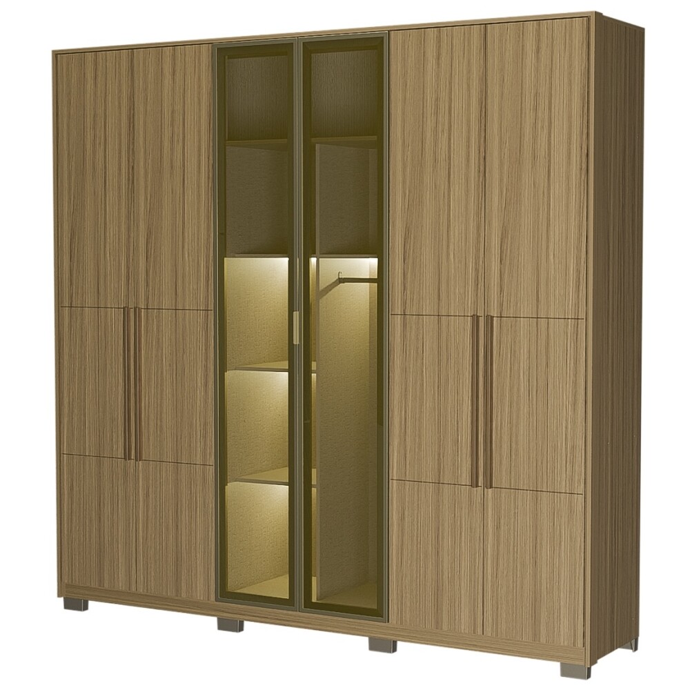 ROPERO TORONTO 6 PUERTAS 4 CAJONES INTERNOS GUARDARROPA ARMARIO CLOSET PLACARD CON VIDRIO Y LED ROPERO TORONTO 6 PUERTAS 4 CAJONES INTERNOS GUARDARROPA ARMARIO CLOSET PLACARD CON VIDRIO Y LED