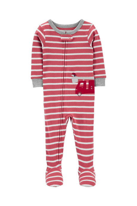 Pijama una pieza de algodón, con pie, estampa bombero Sin color