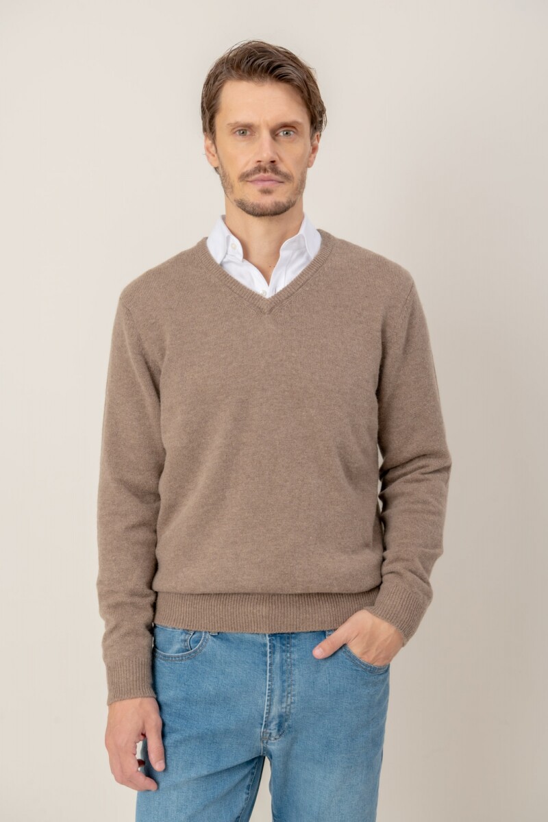 Sweater V neck - Tostado 