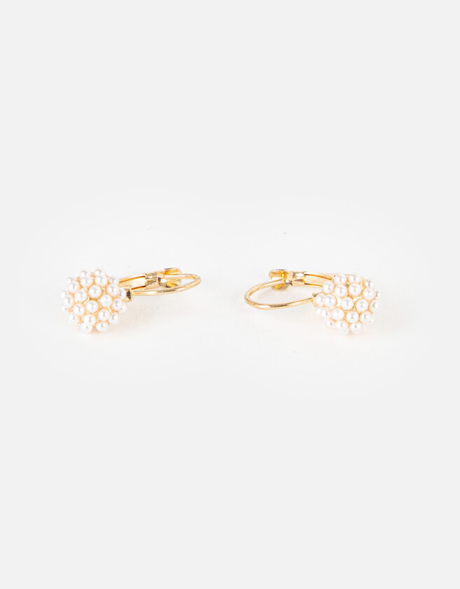 Aros Colgantes Cortos Perlas Aros Colgantes Con Perlas - Dorado