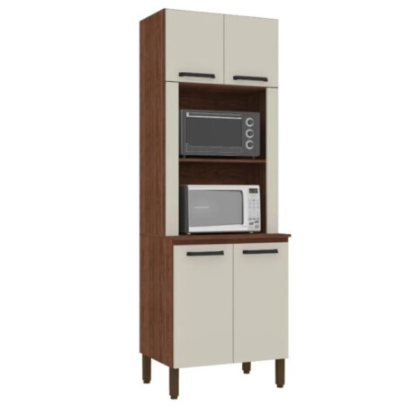 Mueble Duplo AMETISTA para Microondas y Horno 4 Puertas Color Nogueira Off White Mueble Duplo AMETISTA para Microondas y Horno 4 Puertas Color Nogueira Off White