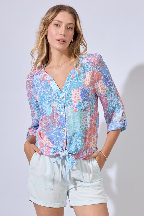 Blusa Gasa Print MULTI/ANARANJADO