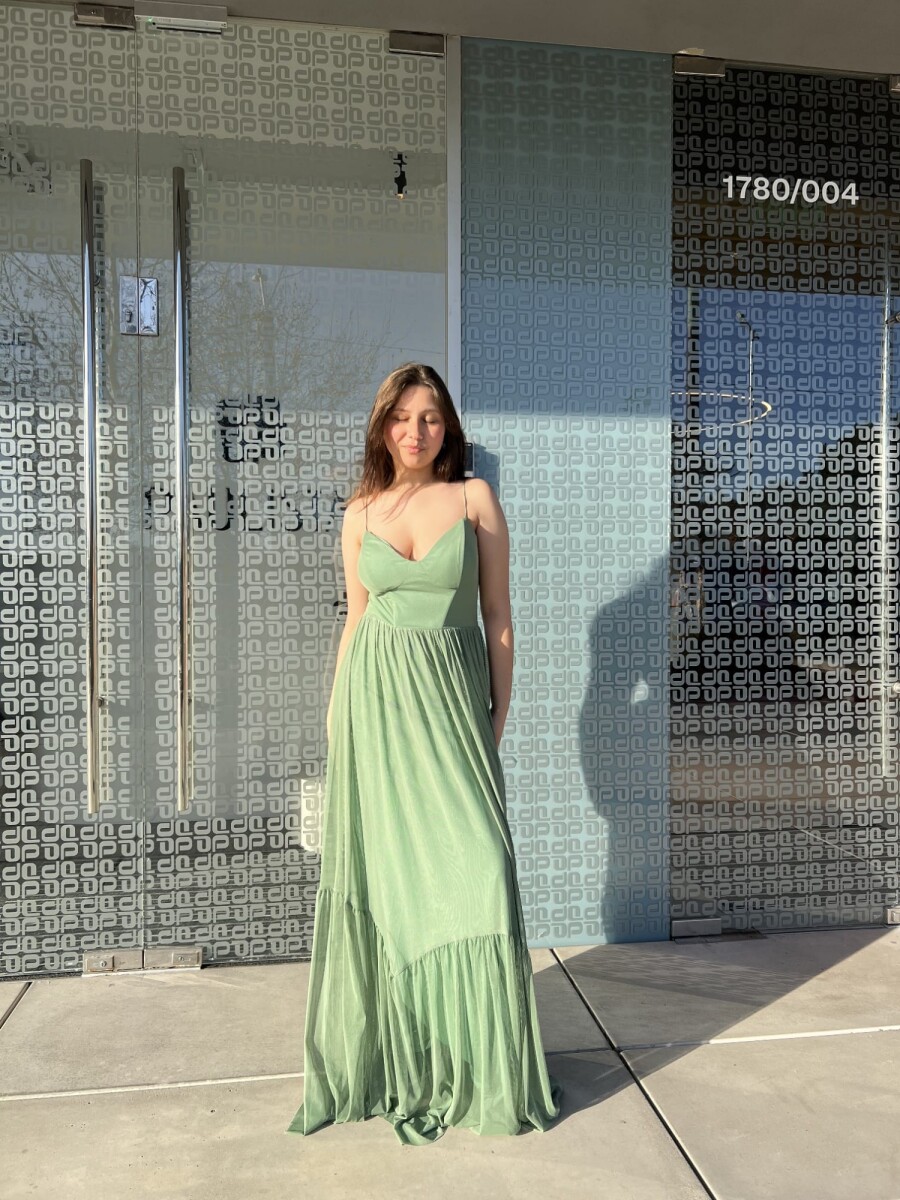 Vestido largo con tiradores finos Eoisa - Verde 