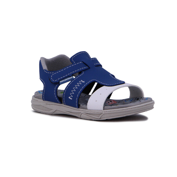 Molekinho Sandalia Casual 2 Tiras C/ Velcro Azul-blanco