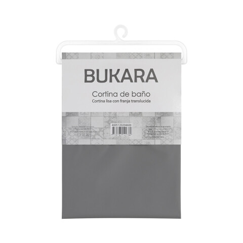 Cortina Baño con Transparencia Bukara con Argollas 180 x 180 cm GRIS