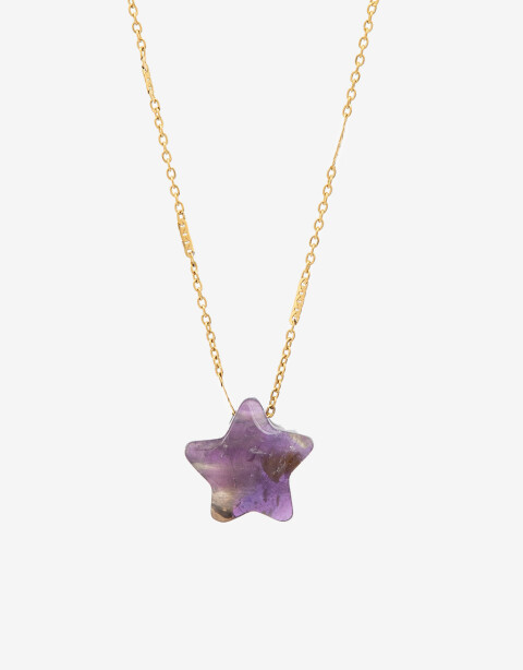 Cadena Corta con Dije Piedras Cadena Acero Con Piedra Lunar - Violeta Medio