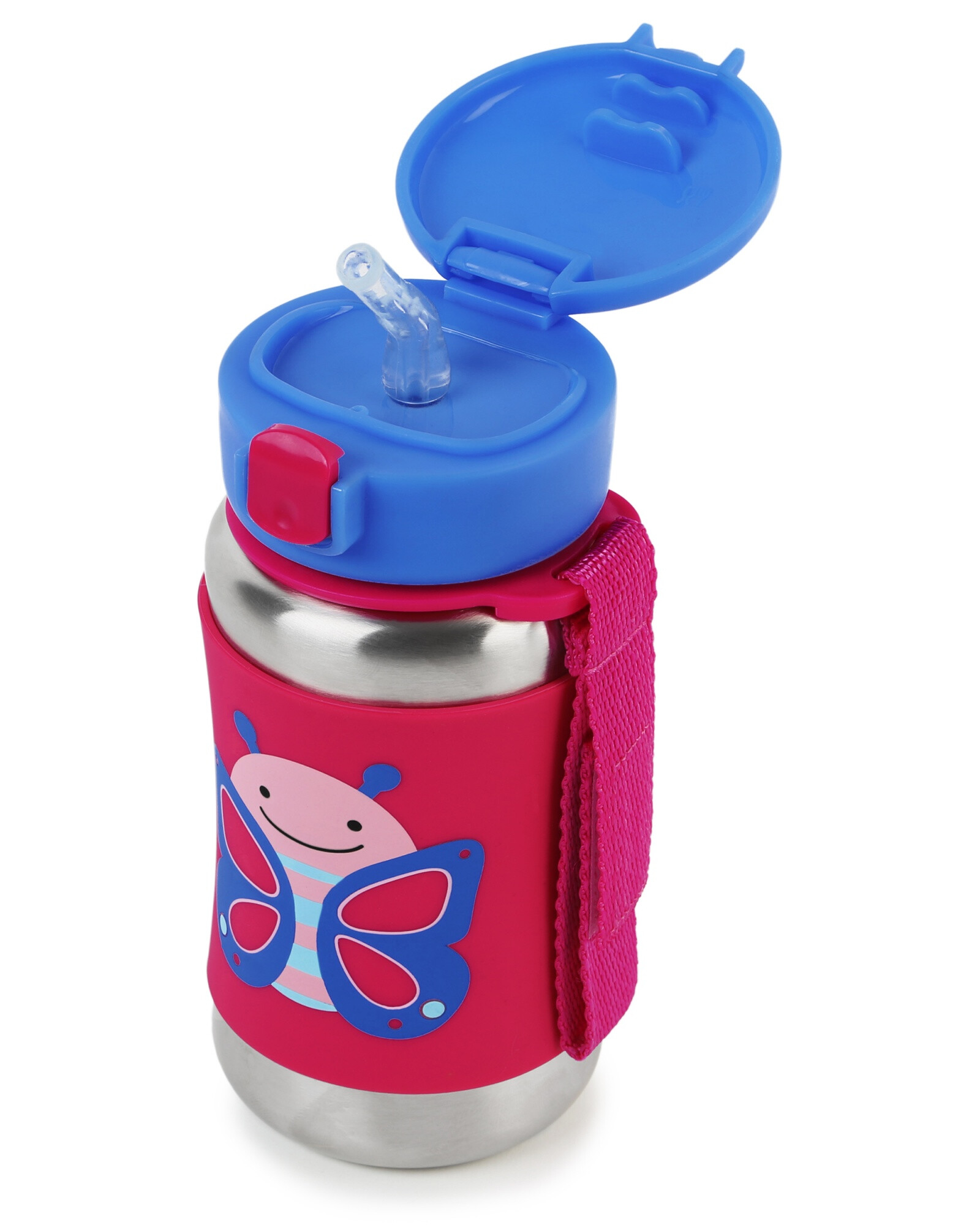 Botella acero inoxidable con sorbito, diseño mariposa Botella acero inoxidable con sorbito, diseño mariposa