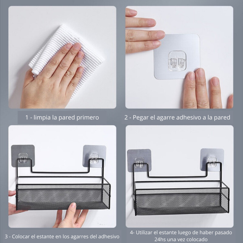 Estante Organizador Baño Ducha Metal Adhesivo Pared Estante Organizador Baño Ducha Metal Adhesivo Pared