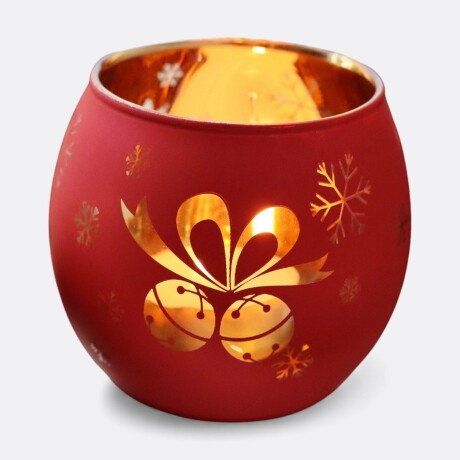 Porta Velas Navideño Colorido Rojo