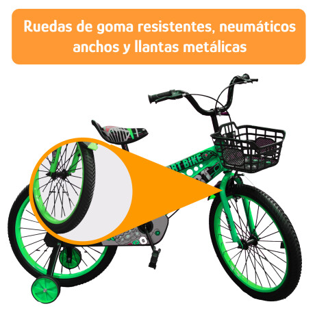Bicicleta Infantil Rodado 20 C/Rueditas Aux Estilo Deportivo Verde