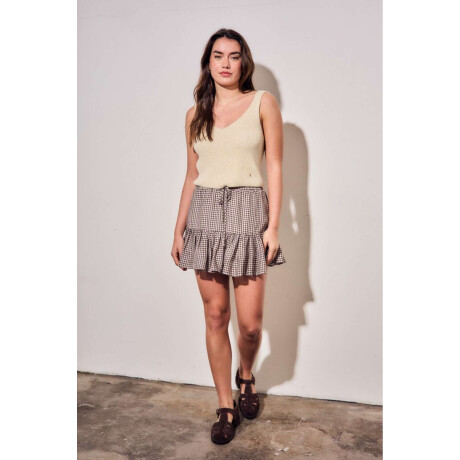 Falda Gingham Gingham Marron