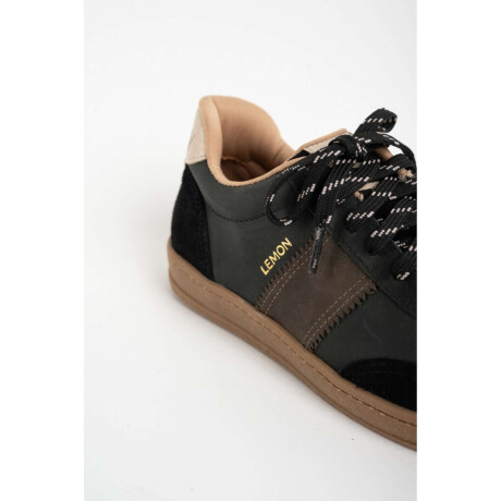 Zapatilla Cuero Combinada Negro