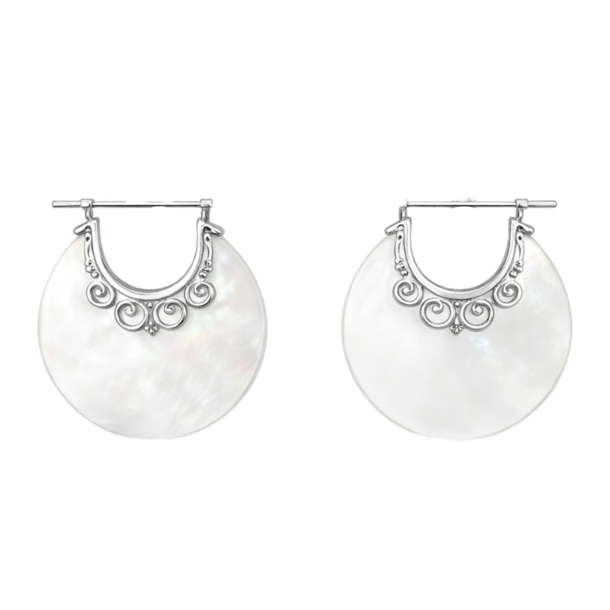 Caravanas circulo - Plata 925 - Nacar - CA4171 - conpiedra 