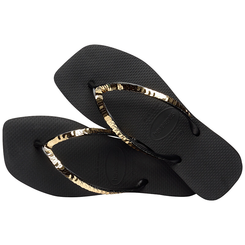 Ojotas Havaianas Slim Square Magic Sequin Negro