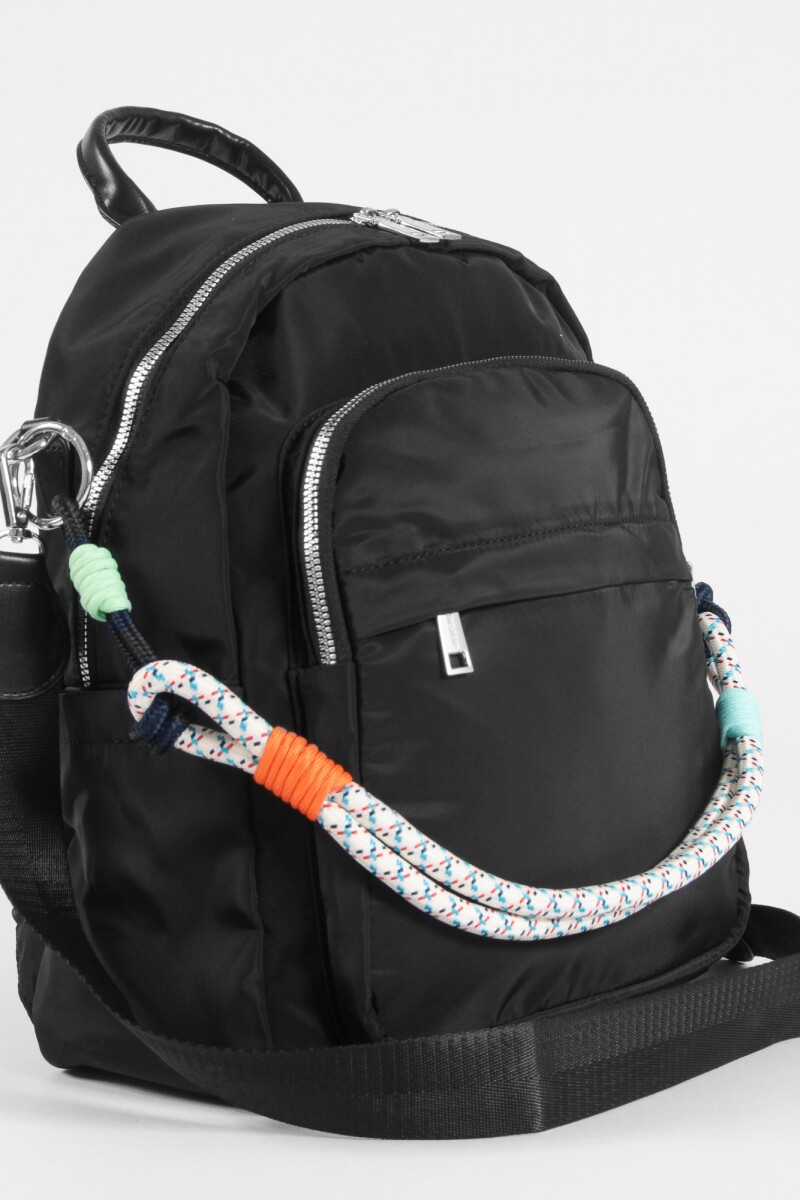 Mochila - bandolera grande con correa cordon negro