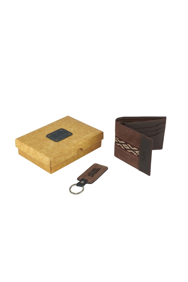 Set de billetera 58 con llavero Marron