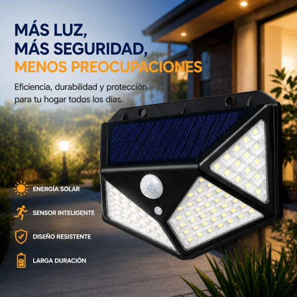 Foco Exterior Solar Sensor Movimiento Bateria 100 Leds Foco Exterior Solar Sensor Movimiento Bateria 100 Leds