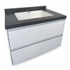 Mueble de baño suspendido Vip Blanco 80cm mesada gris con Bacha de Loza Mueble De Baño Suspendido Vip Blanco 80cm Mesada Gris Con Bacha De Loza
