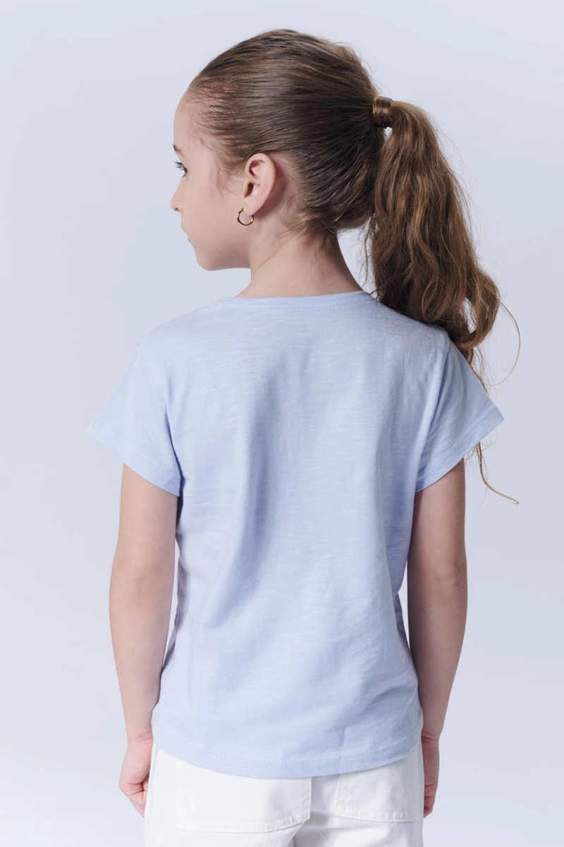 Remera manga corta slub estampa Lila
