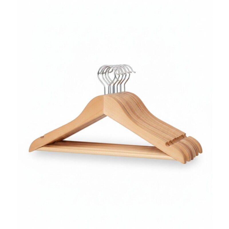 SET DE PERCHAS DE MADERA 6PZAS Unica